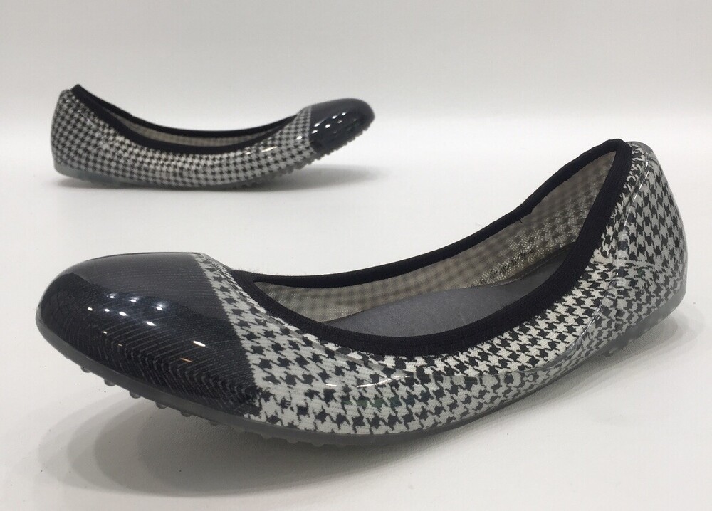 Javie Womens Houndstooth Fabric Covered Flats Size 39